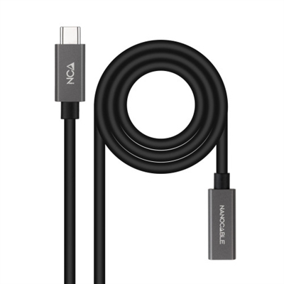 Nanocable 10.01.4402 Cable Prolongador USB-C 3.2 GEN2X2Cable prolongador USB-C macho a hembra diseñado para añadir más distancia a tus dipositivos USB-C como en móvil/tablet, ordenador portátil y dispositivos compatibles.Nuestro cable ofrece hasta 3 amperios de carga con certificación USB-IF y es compatible con Thunderbolt™ 3.Totalmente Plug & Play, únicamente tendrás que conectar el cable del dispositivo a la pantalla. Además, es bidireccional, la señal de audio y vídeo fluye en ambos sentidos.El conector USB tipo C es más sencillo de usar que los conectores USB de generación anterior. Su diseño reversible le permite conectar dispositivos con cualquiera de sus caras hacia arriba.