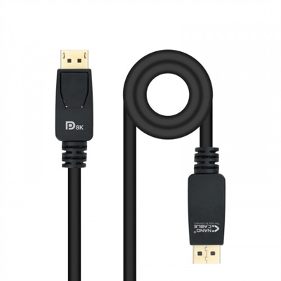 Nanocable 10.15.2503 Cable DisplayPort 1.4 Certificado VESA DP/M-DP/M, negro, 3.0mCable Displayport con DP macho en ambos extremos