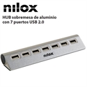 Nilox NXHU7ALU2 - Hub 7 Puertos Usb 2.0 - Número Puertos Usb: 7; Standard Usb: Usb 2.0 High Speed (480 Mbps)