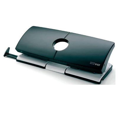 Novus 025-0469 Taladro De Gruesos Metalico De Color Negro. Tiene 4 Punzones Con Diametro De 55 Mm. Su Capacidad De Perforacion Es De 25 Hojas. Incorpora Una Regleta De Guia. Mecanismo De Bloqueo De Tapa Cerrada Que Permite Ahorro De Espacio.