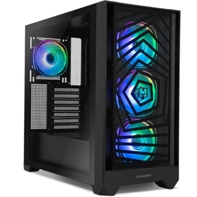 Nox NXHUMMERPLASMA Dos paneles frontales incluidos (cristal templado con diseño exclusivo y mesh)4 ventiladores Hummer ARGB incluidosLateral de cristal templadoEspacio para instalar hasta 7 ventiladoresFiltro antipolvo magnético superiorUSB 3.0 y Type-C de alta velocidadTipo chasisSemitorrePlaca baseATX, M-ATX, ITXBahías internas2 x 3.5; 1 x 2.5Sistema de ventilación	Frontal: 3x 120 mm Hummer ARGB (incluidos), Trasero: 1x 120 mm Hummer ARGB (incluido), Superior: 3x 120 o 2x 140 mm (no incluidos) Opciones refrigeración líquidaFrontal: 120 / 240 mm, Trasero: 120 mm, Superior: 120 / 240 / 280 / 360 mmCooler CPU185 mmTarjeta gráfica400 mmGestión cableado40 mmMaterial	· Chasis de acero SPCC 0.8 y 0.6 mmPuertos	2x USB 3.0, 1x USB Type-C, HD Audio, MicSlots expansión7ColorNegroFuente de alimentaciónEstándar ATX compatible (no incluida) Dimensiones230 x 456 x 485 mm (W x H x L) Peso8.5 Kg