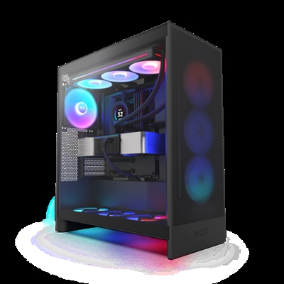 Nzxt CM-H72FB-R1 NZXT H7 Flow RGB. Factor de forma: Midi Tower, Tipo: PC, Color del producto: Negro. Ventiladores frontales instalados: 3x 120 mm, Diámetro de ventiladores frontales soportados: 120,140 mm, Diámetro de ventiladores traseros soportados: 120,140 mm. Tamaños de disco duro soportados: 2.5,3.5. Ancho: 244 mm, Profundidad: 468 mm, Altura: 544 mm
