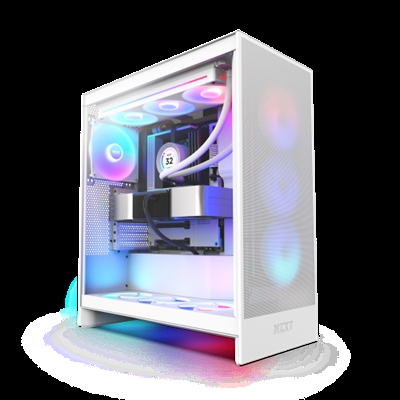 Nzxt CM-H72FW-R1 NZXT H7 Flow RGB. Factor de forma: Midi Tower, Tipo: PC, Color del producto: Blanco. Ventiladores frontales instalados: 3x 120 mm, Diámetro de ventiladores frontales soportados: 120,140 mm, Diámetro de ventiladores traseros soportados: 120,140 mm. Tamaños de disco duro soportados: 2.5,3.5. Ancho: 244 mm, Profundidad: 468 mm, Altura: 544 mm