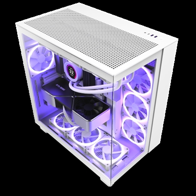 Nzxt CM-H91FW-01 NZXT H9 All white. Factor de forma: Midi Tower, Tipo: PC, Color del producto: Blanco. Ventiladores laterales instalados: 3x 120 mm, Diámetro de ventiladores secundarios soportados: 120 mm, Diámetro de ventiladores traseros soportados: 120 mm. Tamaños de disco duro soportados: 2.5,3.5. Ancho: 290 mm, Profundidad: 466 mm, Altura: 495 mm