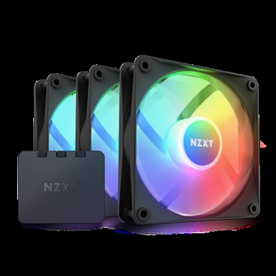 Nzxt RF-C12TF-B1 NZXT F120 RGB Core Triple Pack. Tipo: Ventilador, Diámetro de ventilador: 12 cm, Velocidad de rotación (mín.): 500 RPM, Velocidad de rotación (máx.): 1800 RPM, Máximo flujo de aire: 78,86 cfm, Tipo de soporte: Rodamiento dinámico fluido (FDB). Ancho: 63,2 mm, Profundidad: 12,8 mm, Altura: 53,2 mm. Color del producto: Negro