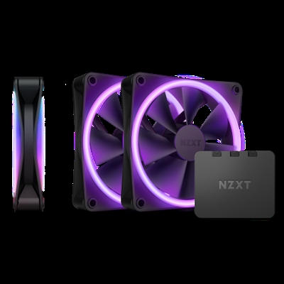 Nzxt RF-D12TF-B1 NZXT F120 RGB DUO Triple Pack. Tipo: Ventilador, Diámetro de ventilador: 12 cm, Velocidad de rotación (mín.): 500 RPM, Velocidad de rotación (máx.): 1800 RPM, Presión máxima de aire: 2,42 mmH2O. Voltaje: 12 V. Color del producto: Negro