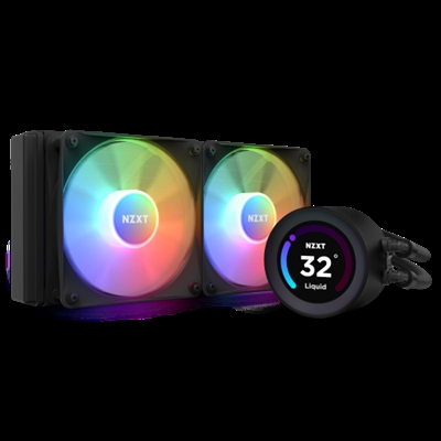 Nzxt RL-KR24E-B1 NZXT Kraken Elite 240 RGB. Tipo: Sistema de refrigeración líquida todo en uno, Diámetro de ventilador: 12 cm, Máximo flujo de aire: 78,86 cfm, Presión máxima de aire: 2,57 mmH2O. Color del producto: Negro