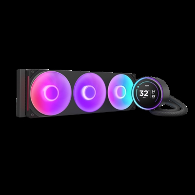 Nzxt RL-KR36E-B2 NZXT Kraken Elite 360 RGB. Tipo: Sistema de refrigeración líquida todo en uno, Diámetro de ventilador: 12 cm, Máximo flujo de aire: 75,12 cfm, Presión máxima de aire: 3,3 mmH2O. Color del producto: Negro