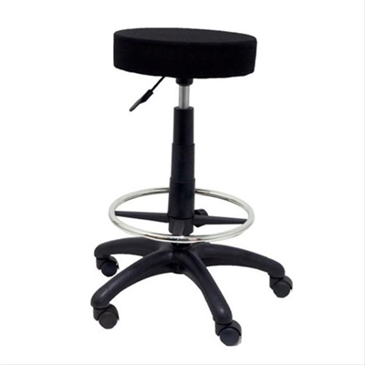Piqueras-Y-Crespo T10ARAN840 Foröl- Modelo Tolosa - Taburete De Trabajo Giratorio Y Regulable En Altura Mediante Cilindro De Gas (Incluye Aro Reposapiés Cromado) Tapizado En Tejido Aran Color Negro