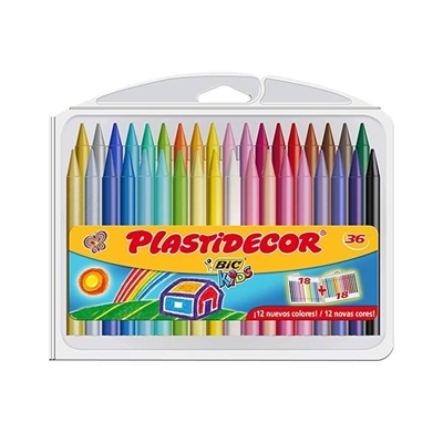 Plastidecor 882337 Ceras Plasticas Extralimpias Y Resistentes. Cada Estuche Contiene 36 Ceras De Colores Varios.