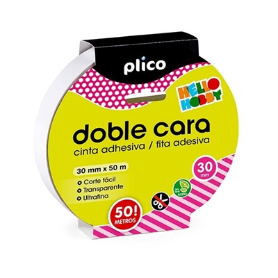 Plico 13322 Cinta Doble Cara De 30 Mm X 50 M. Transparente Y Ultrafina. No Necesita Tijeras Se Corta Con Las Manos. Ideal Para Textil Y Carton.
