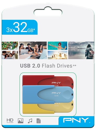 Pny FD32GATT4COLRBYX3-EF PNY TRIPLE PACK 3x32GB USB2.0 LIMITED EDITION