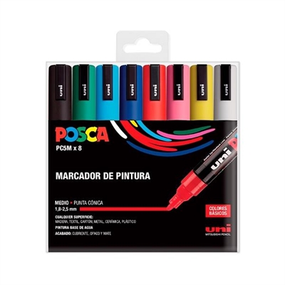 Posca 182634679 Marcador De Pintura No Permanente Con Trazo De 8 Mm. Tinta Pigmentada A Base De Agua. Pinta Sobre Cualquier Superficie. Inodora Y Resistente A La Luz. No Toxico.