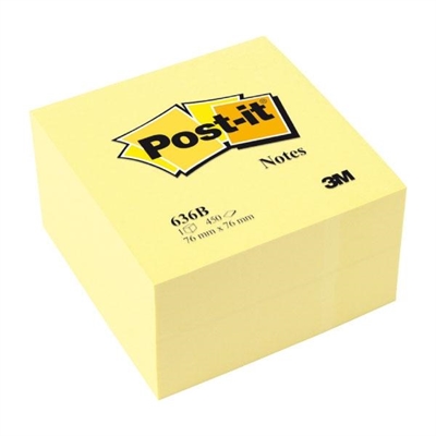 Post-It 7100172238 Cubo De Notas Adhesivas De Color Amarillo Con Medidas De 76 X 76 Mm. El Adhesivo Reposicionable Permite Recolocar O Cambiar Las Notas De Lugar. El Cubo Contiene 450 Hojas.