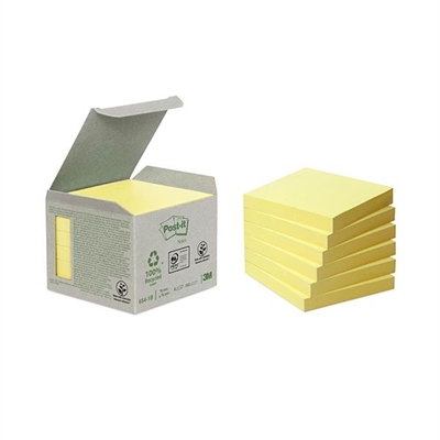 Post-It 7100172252 Bloc De Notas Adhesivas Recicladas Color Amarillo Con Medidas De 76 X 76 Mm. Su Adhesivo Reposicionable Permite Recolocar O Cambiar Las Notas De Posicii¿½N. Cada Bloc Contiene 100 Hojas. Pack De 6 Blocs.