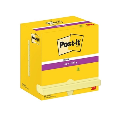Post-It 7100290175 Bloc De Notas Adhesivas Super Sticky Color Amarillo Con Medidas De 76 X 76 Mm. Su Adhesivo Reposicionable Permite Recolocar O Cambiar Las Notas De Posicii¿½N. Cada Bloc Contiene 90 Hojas. Pack De 12 Blocs.