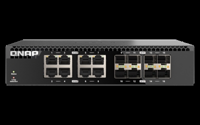 Qnap QSW-3216R-8S8T QNAP QSW-3216R-8S8T - Conmutador - 8 x 100/1000/2.5G/5G/10GBase-T + 8 x 10Gb Ethernet SFP+ - montaje en rack