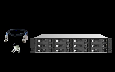 Qnap TL-R1220SEP-RP QNAP TL-R1220Sep-RP. Tipo de producto: Carcasa de disco duro/SSD. Número de unidades de almacenamiento compatibles: 12, Tamaño de la unidad de almacenamiento: 2.5/3.5, Interfaces de disco de almacenamiento soportados: SAS-3, Serial ATA III, Hot-swap. Montaje en rack, Capacidad del rack: 2U, Color del producto: Negro, Gris