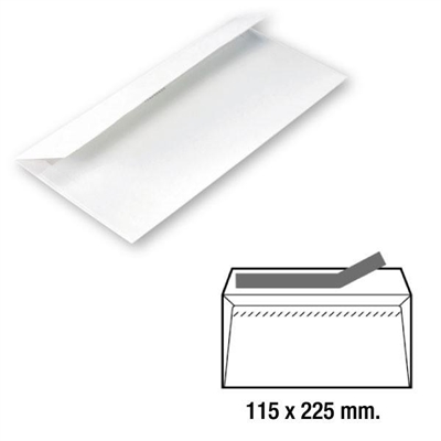 Sam 247726 Sobres Blancos Fabricados En Papel Offset. Sus Medidas Son 115 X 225 Mm Y Tiene Un Gramaje De 90 G. La Solapa Es Recta Y Su Tipo De Cierre Es Con Tira De Silicona. Tiene Ventana En La Parte Derecha. La Caja Contiente 500 Sobres.