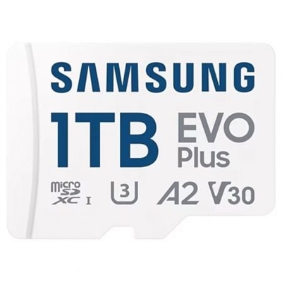 Samsung MB-MC1T0SA/EU Samsung EVO PlusMB-MC1T0SA - Tarjeta de memoria flash (adaptador microSDXC a SD Incluido) - 1TB - A2 / Video Class V30 / UHS-I U3 / Class10 - microSDXC UHS-I