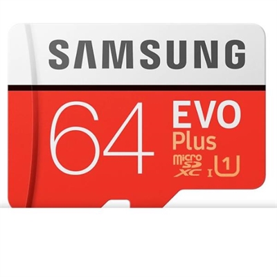 Samsung MB-MC64HA/EU Samsung EVO Plus MB-MC64HA - Tarjeta de memoria flash (adaptador microSDXC a SD Incluido) - 64 GB - UHS-I U3 / Class10 - microSDXC UHS-I