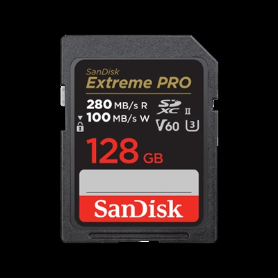Sandisk SDSDXEP-128G-GN4IN SanDisk SDSDXEP-128G-GN4IN. Capacidad: 128 GB, Tipo de tarjeta flash: SDXC, Clase de memoria flash: Clase 10, Tipo de memoria interna: UHS-II, Velocidad de lectura: 280 MB/s, Velocidad de escritura: 100 MB/s, Clase de velocidad UHS: Class 3 (U3), Clase de velocidad de vídeo: V60. Color del producto: Negro
