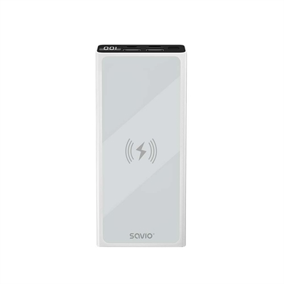 Savio SAVBA-06 POWERBANK 10000 INDUCCION MAH SAVIO BA-06 BLANCO 10000 MAH PANTALLA LED 2*USB(A)  1*USB(C)