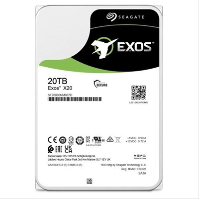 Seagate ST20000NM007D Seagate Exos X20 ST20000NM007D - Disco duro - 20TB - interno - SATA 6Gb/s - 7200rpm - bufer: 256MB