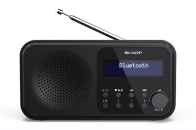 Sharp DR-P420(BK) Sharp DR-P420. Tipo de radio: Portátil, Tipo de sintonizador: Digital, Bandas de radio soportadas: DAB, DAB+, FM. Potencia estimada RMS: 2 W, Formatos de audio soportados: AAC. Auriculares: 3,5 mm, Conector USB: MicroUSB. Color del producto: Negro, Material: Plástico, Coloración: Monocromo. Tecnología de batería: Alcalino, Capacidad de batería: 2200 mAh, Autonomía: 16 h
