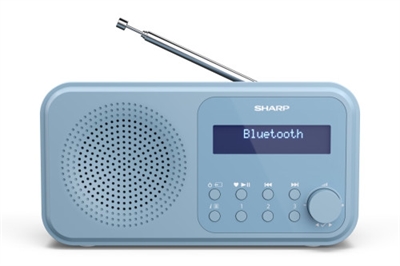 Sharp DR-P420(BL) Sharp DR-P420. Tipo de radio: Portátil, Tipo de sintonizador: Digital, Bandas de radio soportadas: DAB, DAB+, FM. Potencia estimada RMS: 2 W, Formatos de audio soportados: AAC. Conector USB: MicroUSB. Color del producto: Azul, Material: Plástico, Coloración: Monocromo. Tecnología de batería: Alcalino, Capacidad de batería: 2200 mAh, Autonomía: 16 h