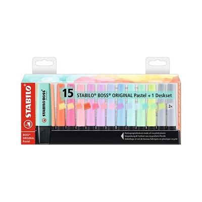 Stabilo 05/02/7015 Marcador Fluorescente De Tinta De Base De Agua Con Punta Biselada En 2 Grosores De Trazo: 2 Mm Y 5 Mm. Cuerpo Fabricado En Plastico. Set 15 Unidades Colores Surtidos Pastel.