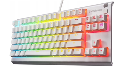 Steelseries 64819 Diseñado con el mismo diseño que los jugadores profesionales de deportes electrónicos y potenciado por la tecnología SteelSeries de vanguardia, el teclado Apex 3 TKL le brindará una ventaja competitiva. Los profesionales eligen los teclados TKL porque al eliminar el teclado numérico de diez teclas se obtiene más espacio para realizar movimientos amplios del ratón y se mejora la ergonomía durante el juego. Nuestros nuevos interruptores para juegos Whisper Quiet están diseñados con material duradero y de baja fricción y están garantizados para durar más de 20 millones de pulsaciones silenciosas de teclas. El teclado Apex 3 TKL tiene clasificación IP32 de resistencia al polvo y al agua. Está construido con durabilidad adicional para evitar daños por líquidos y partículas de polvo. Esto le permite seguir tocando sin importar lo que le suceda al teclado.