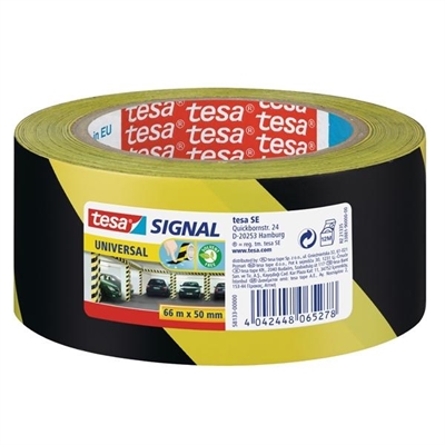 Tesa 58133-00000-00 Cinta De Se?Alizacion Temporal Multiusos De Dimensiones 50 Mm X 66 M. Para Se?Alizar Y Delimitar Areas De Riesgo. Color Negro Y Amarillo.