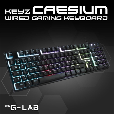 The-G-Lab KEYZ-CAESIUM/SP The G-Lab Keyz Caesium Es un Teclado Gaming QWERTY que Incluye Ñ. Es un Teclado Gamer con Retroiluminación Multicolor, 19 Teclas antighosting y Semimecanico.Silencioso para PC,PS4,PS5.