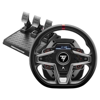 Thrustmaster 4460182 Thrustmaster 4460182. Tipo de dispositivo: Volante + Pedales, Plataformas de juego soportadas: PC, Xbox One, Xbox One S, Xbox One X, Xbox Series S, Xbox Series X, Tecnología de control para juegos: Analógico/Digital. Tecnología de conectividad: Alámbrico, Interfaz del dispositivo: USB. Color del producto: Negro. Fuente de energía: Corriente alterna. Ancho: 280 mm, Profundidad: 300 mm, Altura: 280 mm