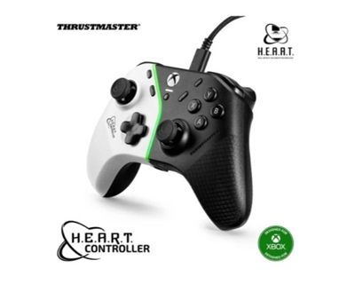 Thrustmaster 4460237 El gamepad Thrustmaster HART CONTROLLER incorpora la tecnología de efecto H.E.A.R.T. (HallEffect AccuRate Technology), respaldada por 15 años de experiencia demostrada en tecnología de sensores magnéticos para simulaciones de vuelo. H.E.A.R.T. ofrece una precisión excepcional y duradera, lo que permite seguir los movimientos del mini-stick con una precisión de 0,01 grados y hace que la deriva sea cosa del pasado. Todos los botones del HEART CONTROLLER son mecánicos, lo que mejora la capacidad de respuesta de las acciones entre el usuario y el juego, y el recorrido de activación es de sólo 0,3 mm. El mando es más ligero que un joystick convencional y el color del LED RGB central puede ajustarse a uno de los 6 colores disponibles.Este producto es un dispositivo con licencia oficial Xbox y es compatible con Xbox Series X|S Xbox One y el PC (Windows 10 y 11).