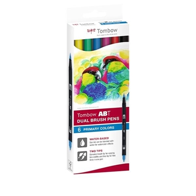 Tombow ABT-6C-1 Rotulador Con Doble Punta Pincel Con Tinta A Base De Agua Que Le Permite Mezclarse Con Otros Colores. Dispone De Una Punta Fina Para Li¿½Neas Precisas Y Una Mi¿½S Ancha. Ideal Para Caligrafi¿½A Lettering Y Dibujos. Cada Estuche Contiene 6 Colores Surtidos.