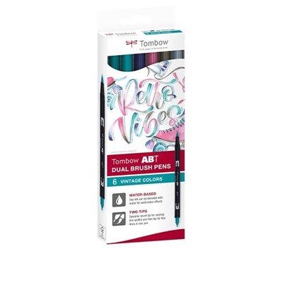Tombow ABT-6C-5 Rotuladores Acuarelables Con Tinta A Base De Agua. Rotulador Doble Punta - Punta Fina Para Trazar Con Precisii¿½N Y Exactitud (Trazo 08Mm) Punta Ancha Y Flexible Como Un Pincel (Trazo Entre 08 Mm Y 33 Mm).