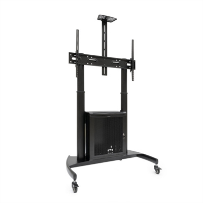 Tooq FS20500M-B TooQ “NARNIA” Soporte de Suelo con Armario Multiusos + Accesorios Rack para Pantallas 60- 100, Negro. Capacidad máxima de peso: 100 kg, Tamaño mínimo de pantalla: 152,4 cm (60), Tamaño máximo de pantalla: 2,54 m (100), Compatibilidad con interfaz de montaje (min): 400 x 400 mm, Compatibilidad con interfaz de montaje (max): 1000 x 600 mm. Rango de ajustes de altura: 1365 - 1685 mm, Ángulo de inclinación: -10 - 5°. Color del producto: Negro