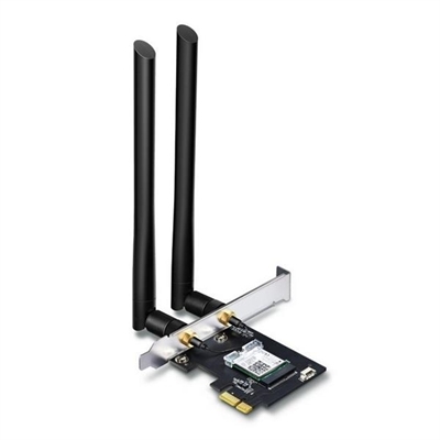 Tp-Link ARCHER T5E Actualiza Tu Sobremesa con Wi-Fi de Alta Velocidad y BluetoothAdaptador AC1200 Wi-Fi Bluetooth 4.2 PCIe Archer T5EWi-Fi de Banda Dual para Conexiones Más RápidasArcher T5E es un Adaptador PCI Express de banda dual 802.11ac con velocidades de hasta 1167 Mbps (867 Mbps en banda de 5 GHz band y 300 Mbps en banda de 2.4 GHz), proporcionando señales Wi-Fi en 2 bandas separadas para todas tus necesidades online. Selecciona la banda de 2.4 GHz para navegar, email y redes sociales, o cambia a la banda de 5 GHz band para juegos, vídeos y descarga de grandes archivos.Arma Tu PC con Bluetooth 4.2Archer T5E es compatible con la tecnología avanzada de Bluetooth 4.2, alcanzando velocidades de hasta 2.5× más rápidas y una capacidad de tamaño de paquetes de datos ×10, superior que el Bluetooth 4.0 convertiendo los PC''s sin Bluetooth a equipos con capacidad Bluetooth. Simplemente conecta tus dispositivos Bluetooth a tu ordenador y disfruta.Antenas Poderosas Para Cobertura AmpliaDos potentes antenas de alta ganancia que aumentan la señal amplían enormemente las capacidades de recepción de Wi-Fi existentes, lo que te permite disfrutar de una transmisión 4K rápida y sin interrupciones y juegos sin problemas.Seguridad AvanzadaEncriptación WPA/WPA2 estandarizada asegura tus datos de ataques cibernéticos. Sistema OperativoSoporte Windows 10/8.1/8/7 (32/64 bit). Soporte de Bajo PerfilAdemás del perfil normal, también se proporciona un soporte de bajo perfil para mini torres.