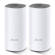 Tp-Link DECO E4 2-PACK TP-Link Deco E4 (2-pack). Color del producto: Blanco, Gris, Tipo de antena: Interno, Tipo de producto: Sistema de malla. Banda Wi-Fi: Doble banda (2,4 GHz / 5 GHz), Estándar Wi-Fi: Wi-Fi 5 (802.11ac), Tasa de transferencia de datos WLAN (máx.): 1167 Mbit/s. Seguridad con cortafuegos: SPI Firewall. Voltaje de entrada AC: 100 - 240 V, Corriente de entrada del adaptador de CA: 0,3 A, Frecuencia de entrada AC: 50 - 60 Hz. Certificados de conformidad: RoHS, CE, Certificación: FCC, IC, NCC, BSMI, IDA,RCM, JPA, JRF, VCCI, KC