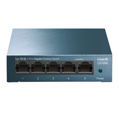 Tp-Link LS105G TP-Link LS105G. Tipo de interruptor: No administrado. Puertos tipo básico de conmutación RJ-45 Ethernet: Gigabit Ethernet (10/100/1000), Cantidad de puertos básicos de conmutación RJ-45 Ethernet: 5. Tabla de direcciones MAC: 2000 entradas, Capacidad de conmutación: 10 Gbit/s. Estándares de red: IEEE 802.1p, IEEE 802.3ab, IEEE 802.3i, IEEE 802.3u, IEEE 802.3x