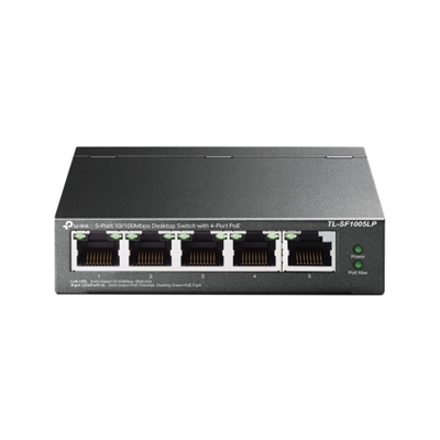 Tp-Link TL-SF1005LP Switch Tp-Link Tl-Sg1005p - Puertos Lan: 4 N; Tipo Y Velocidad Puertos Lan: Rj-45 10/100 Mbps; Power Over Ethernet (Poe): Sí; Gestión: Unmanaged; No. Puertos Uplink: 1; Soporte Routing: No; No. Puertos Poe: 4