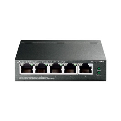 Tp-Link TL-SG105PE Tp-Link Tl-Sg05pe. Tipo De Interruptor: No Administrado, Capa Del Interruptor: L2. Puertos Tipo Básico De Conmutación Rj-45 Ethernet: Gigabit Ethernet (0/00/000), Cantidad De Puertos Básicos De Conmutación Rj-45 Ethernet: 5. Tabla De Direcciones Mac: 2000 Entradas, Capacidad De Conmutación: 0 Gbit/S. Estándares De Red: Ieee 802.Q,Ieee 802.P,Ieee 802.3Ab,Ieee 802.3Af,Ieee 802.3At,Ieee 802.3I,Ieee 802.3U,Ieee 802.3X. Energía Sobre Ethernet (Poe)Especificaciones TécnicasCaracterísticas De Administración Tipo De Interruptor: No AdministradoCapa Del Interruptor: L2Dispone De Calidad De Servicio (Qos) Soporte Dispone De Administación Basada En Web Puertos E Interfaces Cantidad De Puertos Básicos De Conmutación Rj-45 Ethernet: 5Puertos Tipo Básico De Conmutación Rj-45 Ethernet: Gigabit Ethernet (0/00/000)Conexión Estándares De Red: Ieee 802.Q,Ieee 802.P,Ieee 802.3Ab,Ieee 802.3Af,Ieee 802.3At,Ieee 802.3I,Ieee 802.3U,Ieee 802.3XTecnología De Cableado Ethernet De Cobre: 0Base-T,00Base-Fx,00Base-Tx,000Base-TTipos De Cable Soportados: Cat3,Cat4,Cat5,Cat5e,Cat6Dispone De Espejeo De Puertos Dispone De Adición De Vínculos Dispone De Control De Transmisión De Tormentas Dispone De Limitar Tasa Dispone De Auto Mdi / Mdi-X Dispone De Auto-Negociación Dispone De Soporte Vlan Transmisión De Datos Tabla De Direcciones Mac: 2000 EntradasCapacidad De Conmutación: 0 Gbit/STasa De Reenvío: 7,44 MppsDispone De Guardar Y Remitir Número De Colas: 4Dispone De Jumbo Frames, Soporte Tramas Jumbo: 6000Memoria Intermedia De Paquetes: ,5 MbSeguridad Dispone De Igmp Dispone De Protección Contra Loops Diseño Color Del Producto: NegroIndicadores Led: Actividad, Enlace, Poe, Poder, Velocidad, EstadoCertificación: Fcc, Ce, RohsDesempeño Dispone De Sin Ventilador Control De Energía Dispone De Fuente De Alimentación Incluida Consumo De Energía (Max): 75,6 WAlimentación A Través De Ethernet (Poe) Dispone De Energía Sobre Ethernet (Poe) Cantidad De Puertos Power Over Ethernet (Poe): 4Potencia A Través De Ethernet (Poe) Presupuesto: 65 WCondiciones Ambientales Intervalo De Temperatura Operativa: 0 - 40 °CIntervalo De Temperatura De Almacenaje: -40 - 70 °CIntervalo De Humedad Relativa Para Funcionamiento: 0 - 90%Intervalo De Humedad Relativa Durante Almacenaje: 5 - 95%Disipación Del Calor: 256,3 Btu/HPeso Y Dimensiones Ancho: 99,8 MmProfundidad: 98 MmAltura: 25 Mm