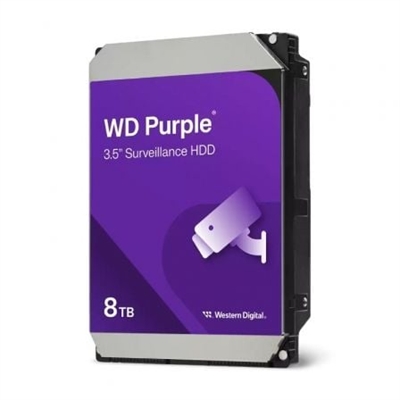 Western-Digital WD85PURZ Western Digital Blue Purple. Capacidad del HDD: 8 TB, Velocidad de rotación del HDD: 5400 RPM, Tamaño de unidad de almacenamiento de búfer: 256 MB, Tamaño del HDD: 3.5, Interfaz: Serial ATA III