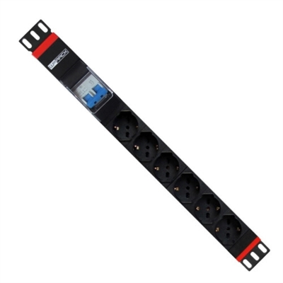 Wp WPN-PDU-G02-06 WP WPN-PDU-G02-06. Capacidad del rack: 1U, Material de la carcasa: Aluminio, Color del producto: Negro, Rojo. Cantidad de salidas AC: 6 salidas AC, Tipo de salida AC: Tipo F. Longitud de cable: 2 m, Tipo de cable: H05VV-F 3G 1,5 mm2. Voltaje de salida: 250 V, Potencia máxima: 3500 W