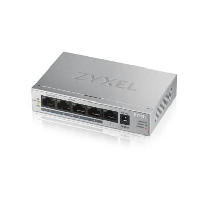 Zyxel GS1005HP-EU0101F Zyxel GS1005HP. Tipo de interruptor: No administrado. Puertos tipo básico de conmutación RJ-45 Ethernet: Gigabit Ethernet (10/100/1000), Cantidad de puertos básicos de conmutación RJ-45 Ethernet: 5. Bidireccional completo (Full duplex). Tabla de direcciones MAC: 2048 entradas, Capacidad de conmutación: 10 Gbit/s. Estándares de red: IEEE 802.3,IEEE 802.3ab,IEEE 802.3az,IEEE 802.3u,IEEE 802.3x. Energía sobre Ethernet (PoE)